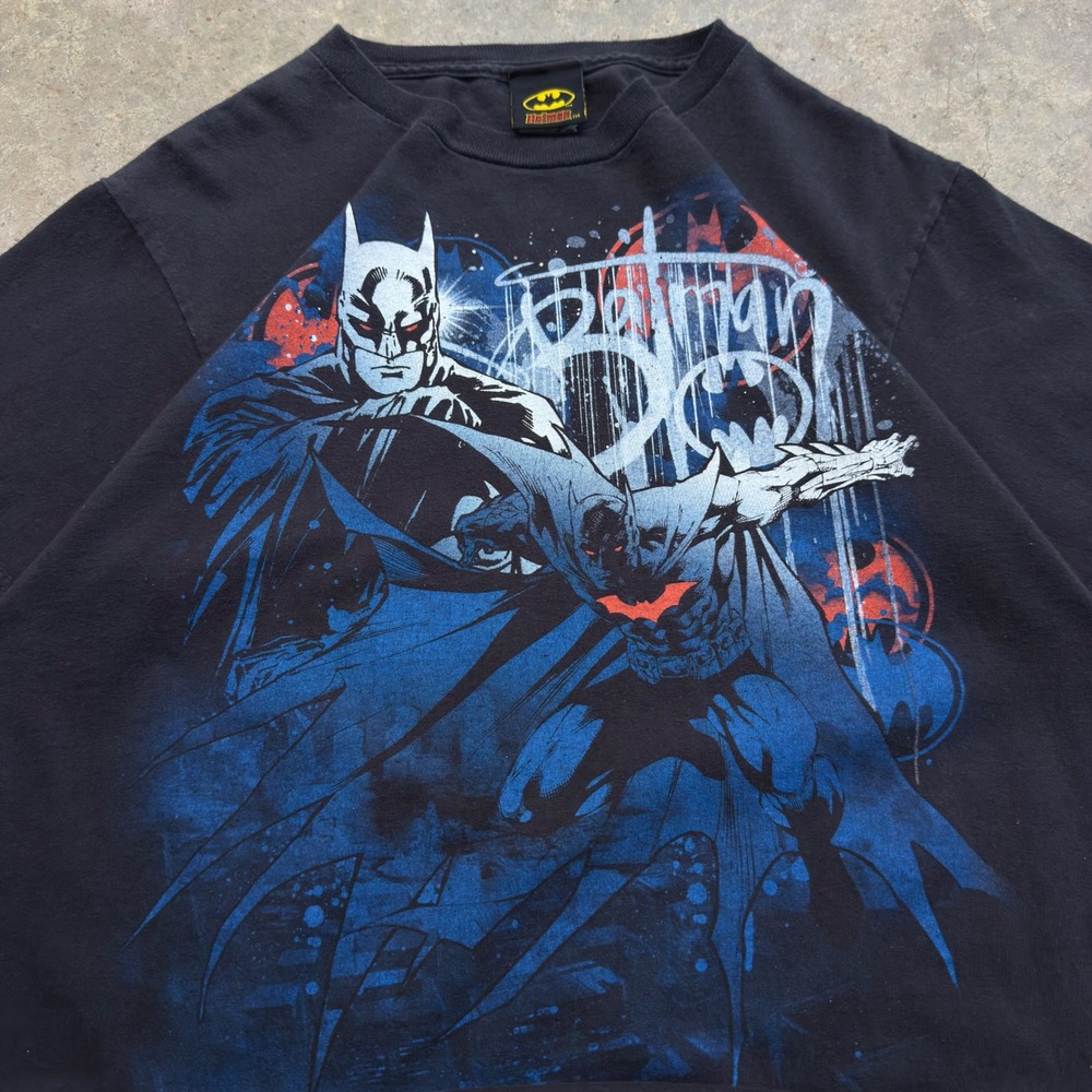 Vintage Y2K Batman Graphic Tee DC Comics Superhero Shirt Black Medium g5
